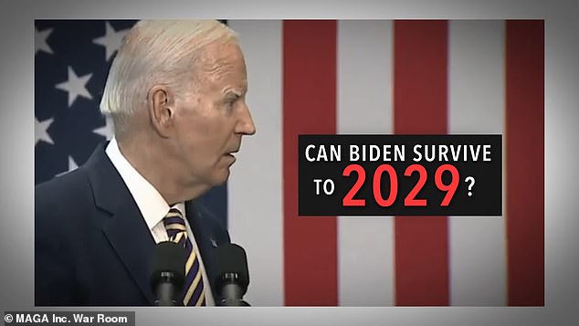 A new ad from Make America Great Again Inc.  Super PAC questions whether President Joe Biden 'can even survive' a second presidential term.  It first aired hours before Biden's State of the Union address