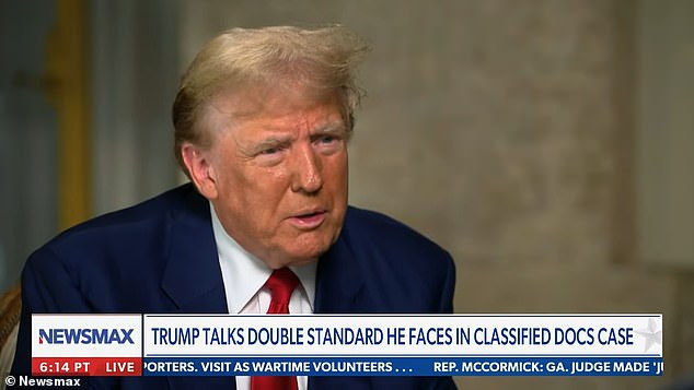 Former President Donald Trump denounced the federal government's handling of his confidential documents case in an interview with Newsmax on Wednesday