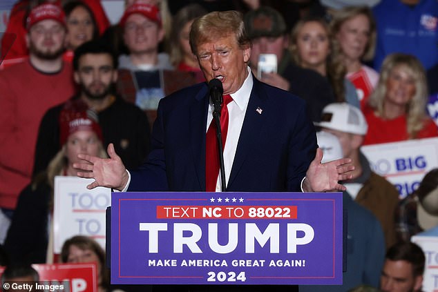 Trump spoke in Greensboro, North Carolina, where he took aim at Fulton County District Attorney Fani Willis for the cases against him and suggested that prosecutor Nathan Wade and Willis had 