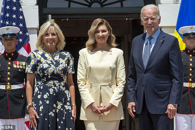 Olena Zelenska, the first lady of Ukraine, with President Joe Biden and first lady Jill Biden at the White House in July 2022 - Zelenska declined an invitation to the State of the Union address