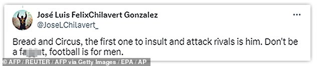 Jose Luis Chilavert responded by calling Vinicius a 'f*****' and said 'football is for men'