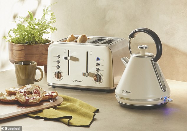 Shoppers are spoiled for choice with three different colors of toaster and kettles to choose from, as well as wooden bowls and serving boards