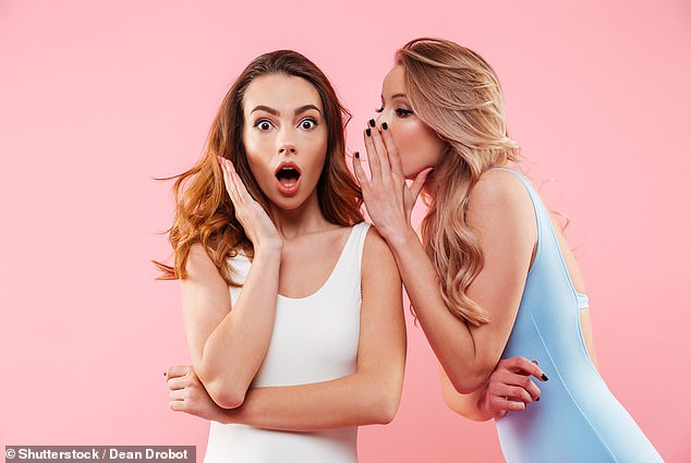 We all like to chat about the latest rumor or scandal from time to time.  But ladies, beware: Women who gossip about others are driven by jealousy and low self-esteem, a study suggests (stock image)