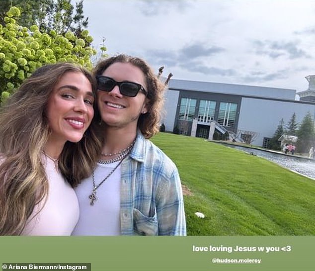 Ariana Lenee Biermann (L), the daughter of The Real Housewives of Atlanta guest star, attended Easter Sunday services at contemporary Christian megachurch - The Free Chapel in Gainesville, GA - with her 'soulmate' Hudson McLeroy (R)