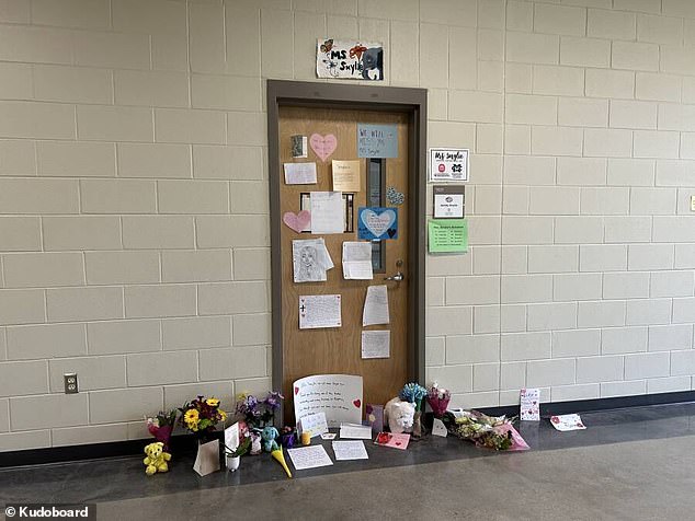 Tributes were posted outside Ashley Smylie's classroom door at Northwest Rankin High School