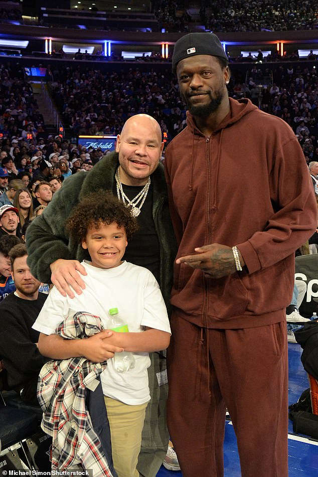 Rapper Fat Joe and Knicks star Julius Randle, who was not playing due to a dislocated right shoulder, were also seen on the court