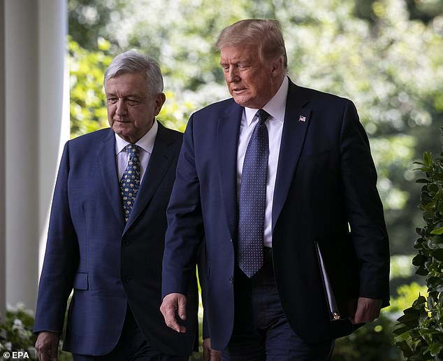 Trump has said the president of Mexico would never ask for money from the US if he were still in the White House.  Obrador and Trump are photos in July 2020