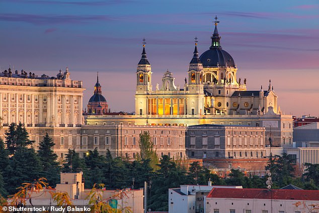 Madrid (the Santa Maria la Real de La Almudena Cathedral pictured) was first on the list, with the 22-year-old upsetting some by saying she preferred Barcelona