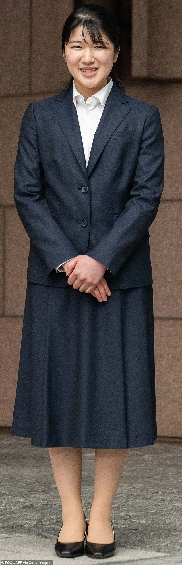 The daughter of Emperor Naruhito and Empress Masako is pictured outside the Japanese Red Cross building in Tokyo