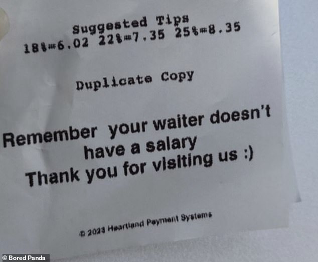 Meanwhile, a restaurant in the US has openly admitted it has not paid its staff in the hope of convincing customers to tip even more.