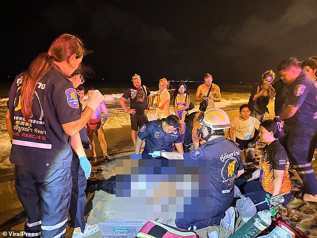 In the photo, emergency services are performing resuscitation