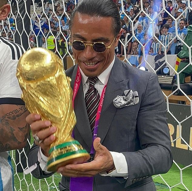 Salt Bae was embroiled in controversy when he bizarrely ran onto the pitch during the 2022 World Cup final