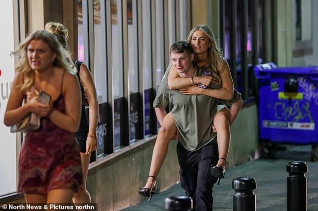 These revelers needed a lift home after partying late into the night with friends in Newcastle