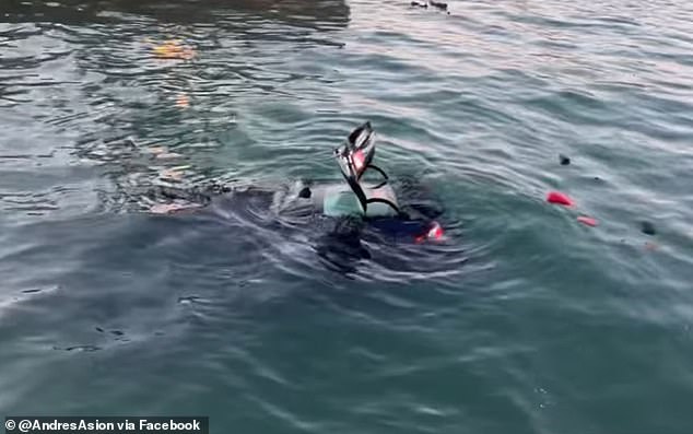 The car was still visible beneath the surface of the Atlantic Ocean