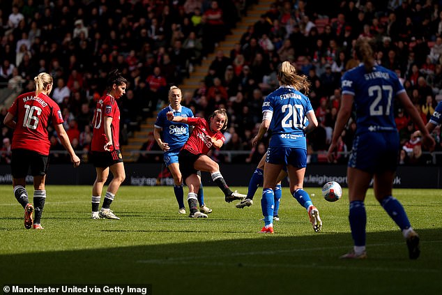 Ella Toone scored twice as Manchester United secured a 4-1 victory over Everton in the WSL