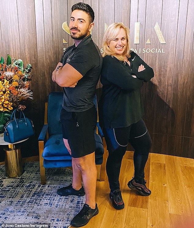 Rebel (born Melanie Bownds) previously claimed she successfully reached her goal weight of 165 pounds through high-intensity interval training with fitness trainer Jono Castano Acero (L, pictured in 2020), long walks and a diet high in protein and low in sugar