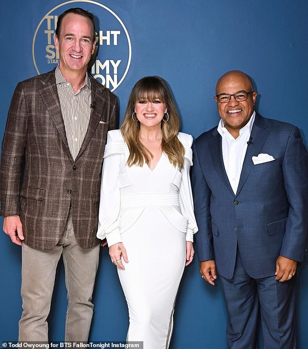 The talk show host was with Peyton Manning and Mike Tirico as the three work toward the Paris Olympics in July