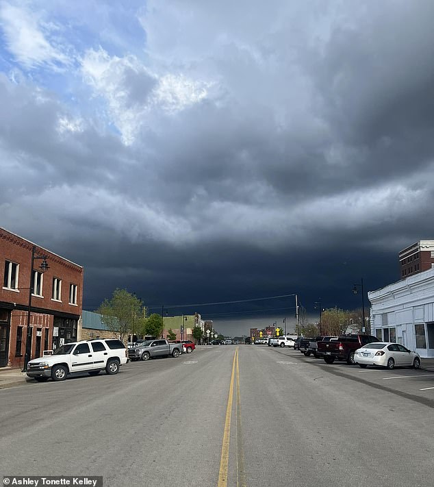 Another person from Oklahoma posted dark and dreary storm clouds covering almost the entire sky Monday evening