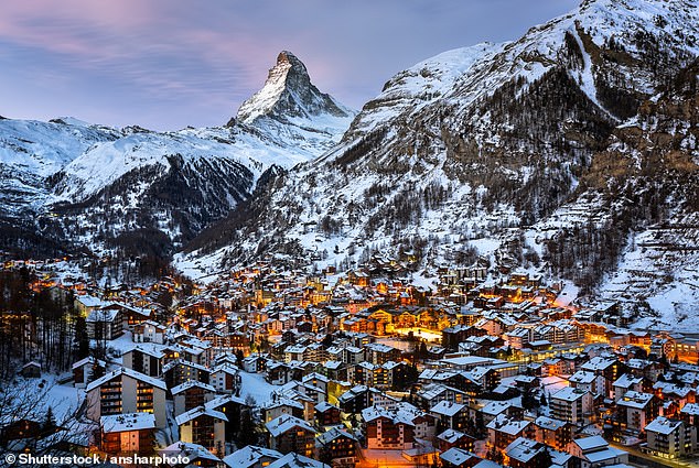 General view of the popular seaside resort of Zermatt in southern Switzerland