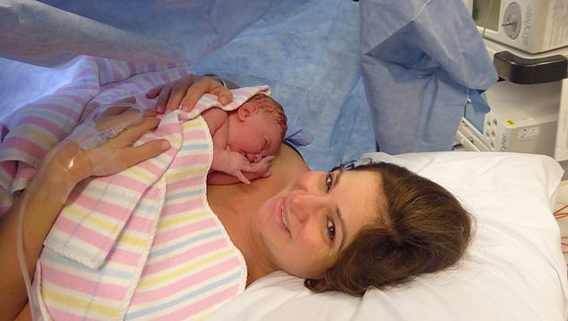 Nadine Lipworth is pictured with her daughter Sasha when she was a newborn