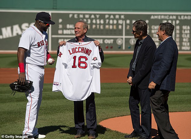 Lucchino is being honored before his final game as Red Sox president in September 2015