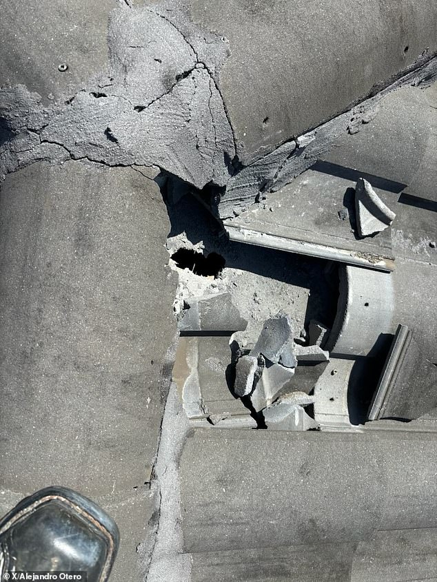 The object finally stopped when it reached Otero's basement (pictured), breaking the concrete and damaging his home.  The federal government could be held liable for damage to Otero's home if the battery is found to be NASA's property