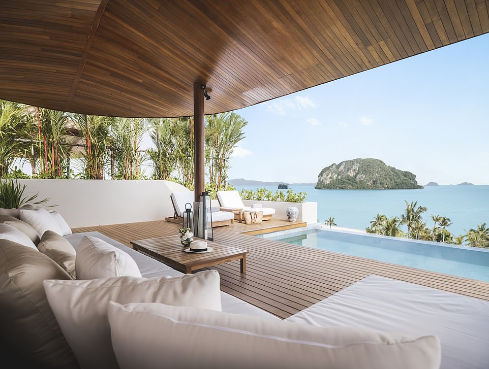 Fiona says Anantara 'has all the hallmarks of five-star luxury'.  Above is one of the hotel's lavish villas with rainforest showers and private plunge pool