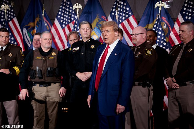 Trump will appear with members of law enforcement agencies and Republican politicians in Grand Rapids, MI, on April 2