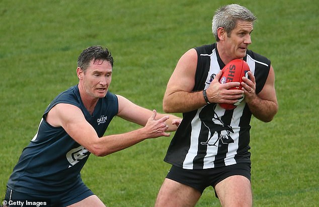 Crosisca, a daily cannabis user from the age of 16 (pictured right playing against comedian Dave Hughes in a 2014 Legends match), turned to amphetamines and also struggled with alcohol and gambling addictions