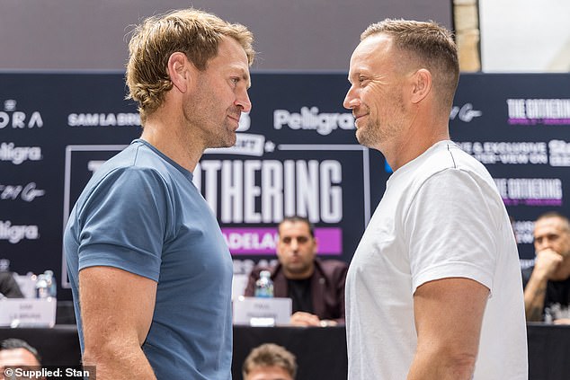 Ex-footy stars turned commentators Kane Cornes (left) and Nathan Brown (right) will go head-to-head in one of the most anticipated fights of the night