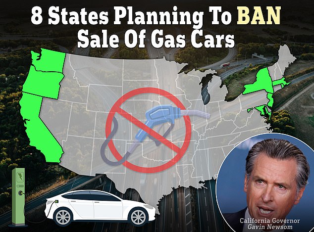 At least eight states plan to ban sales of new gas-powered cars over the next decade — and others are considering joining them