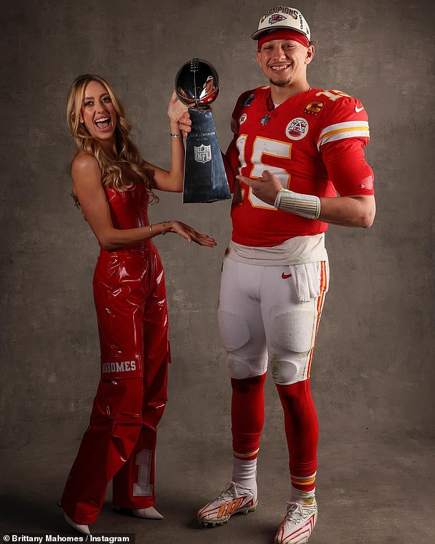 In February, she helped celebrate Patrick after he led the Kansas City Chiefs to a victory in Super Bowl LVIII at Allegiant Stadium