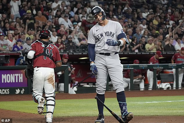 Yankees' star slugger Aaron Judge was 0 for 3 with a walk, with his average now down to .125