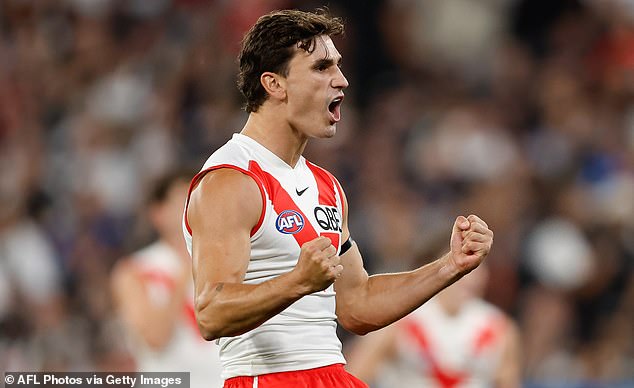 Wicks is believed to have acted inappropriately towards a teammate's former partner - an accusation the striker denies (pictured, after a goal against Collingwood)