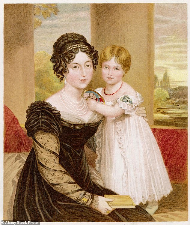 Victoria at the age of two, with her mother, the Duchess of Kent, in an 1821 portrait