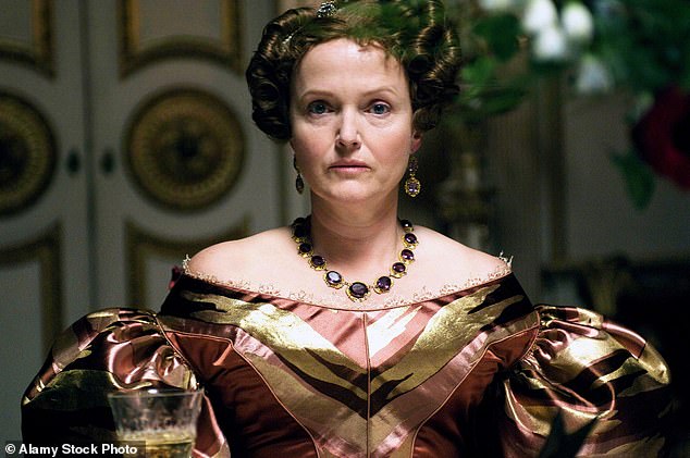 Miranda Richardson as Queen Victoria's mother, Victoria, the German-born Duchess of Kent.  One of the young queen's first acts upon her accession was to move her bed from her mother's bedroom