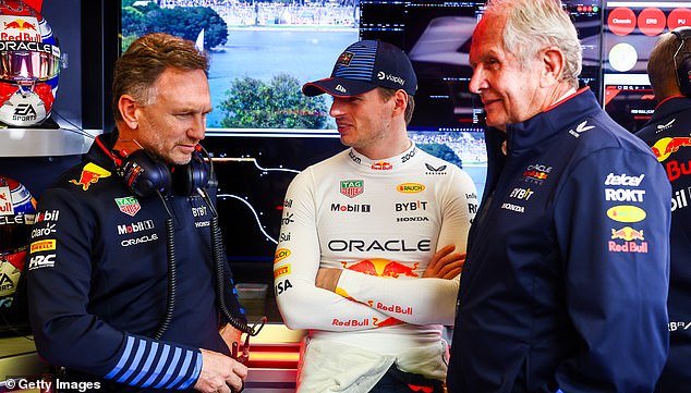 The saga has left Red Bull in crisis, with fears Max Verstappen could walk away if adviser Helmut Marko (R) was suspended over claims he leaked information