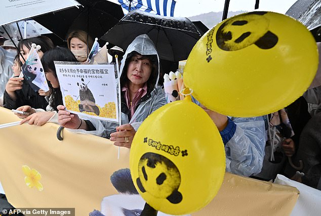 Fans were seen sobbing as the panda left the area after not seeing her since March 3