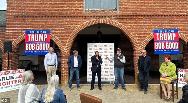 Rep.  Good (center) invited some of his most prominent donors to his so-called 'Freedom Tour' in Virginia's 5th Congressional District, where dozens of local and state leaders are supporting his re-election bid