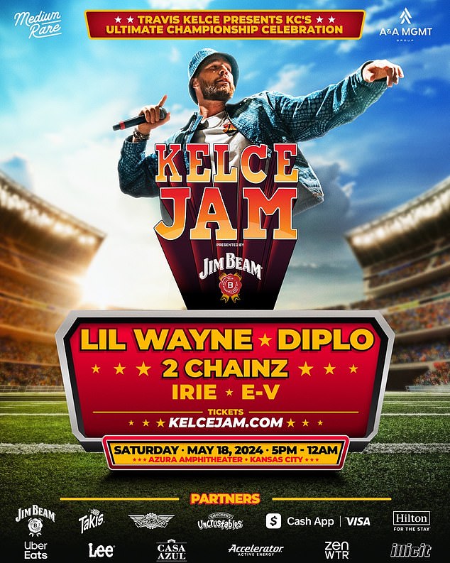 He also announced the second annual Kelce Jam music festival on May 18 in Kansas City