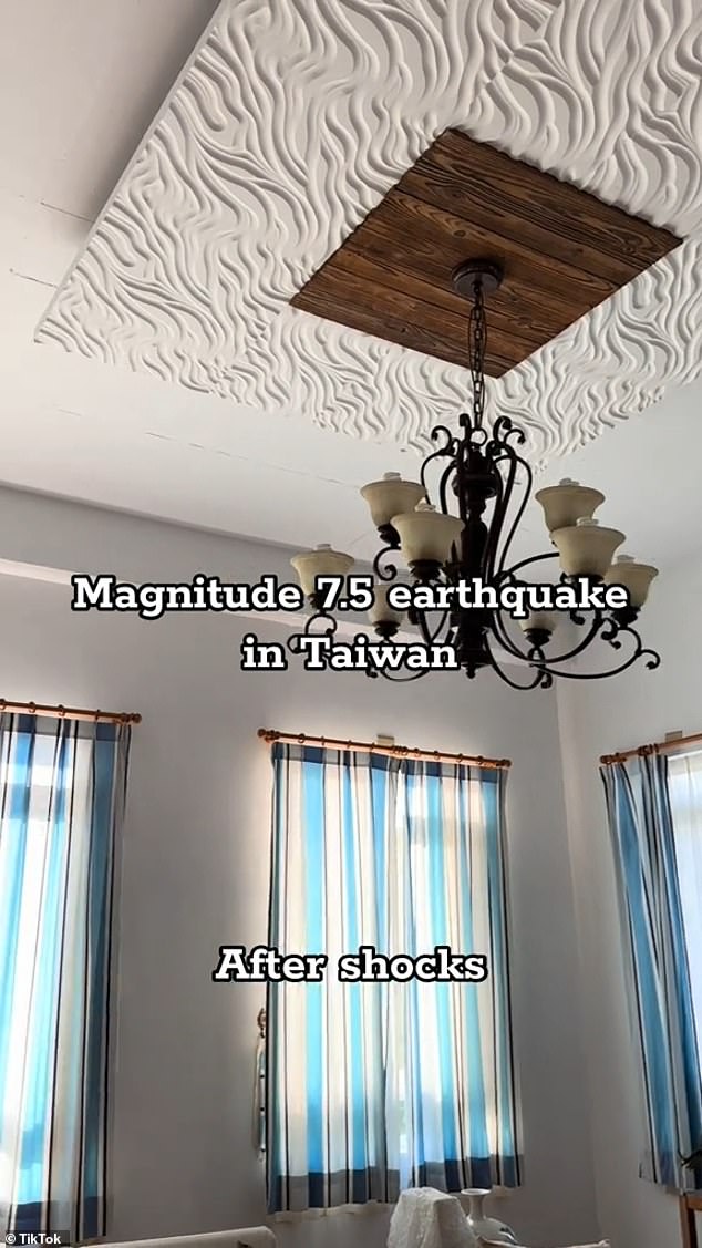 She filmed the aftershock effects that were visible throughout the house