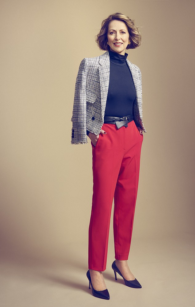 Jacket, £325, meandem.com;  turtleneck bodysuit, £69, spanx.com;  trousers, £65, Frenchconnection.com;  belt, £55, mintvelvet.com;  shoes, £159, whistles.com