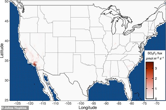 Data showed the US is responsible for 17 percent of global sulfur fluoride emissions, but 12 percent comes from California