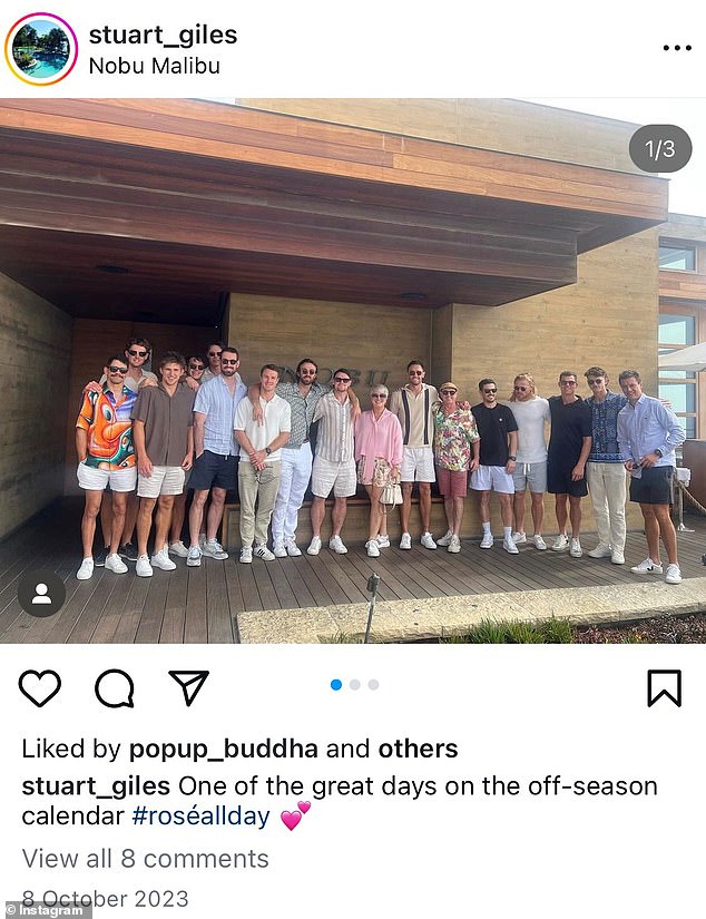 Lions players (pictured at Nobu in Malibu) often used the hashtag #roseallday while on vacation