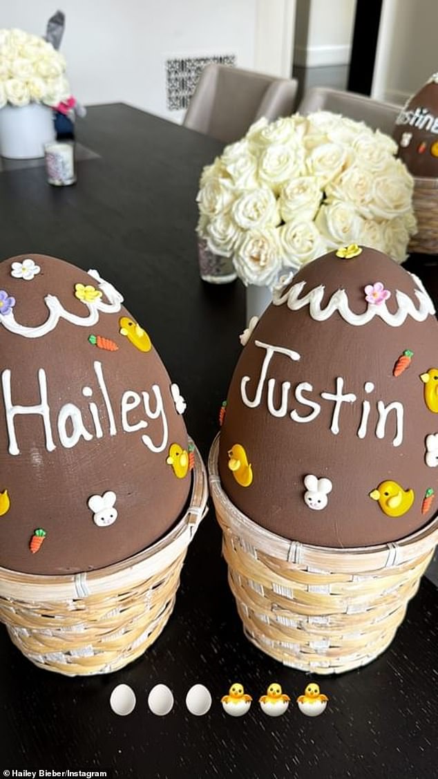 The five-year-old couple had just celebrated Easter Sunday with large chocolate eggs with their names on them