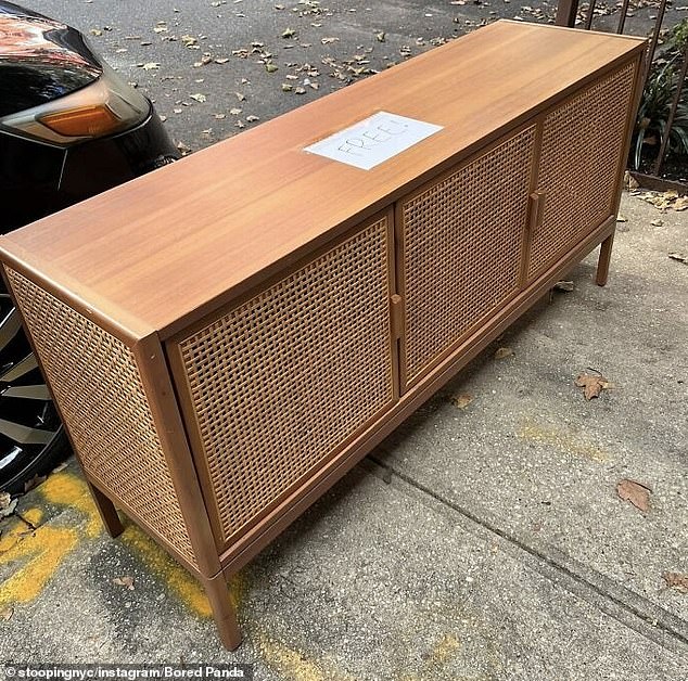 This beautiful cabinet was discovered on the side of the street by a lucky New York pedestrian