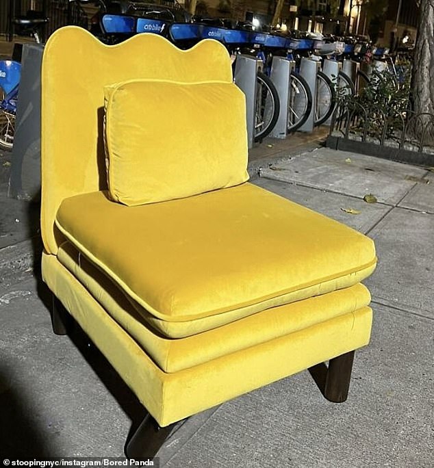 Yellow, there!  This chair certainly brought the sun to the city with its bright shade