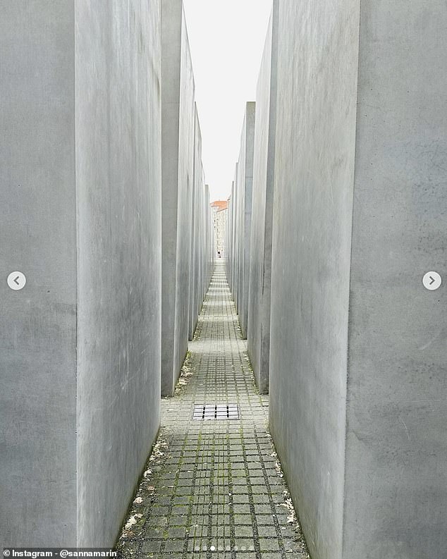 She included an image of the Memorial to the Murdered Jews of Europe, which is described as 