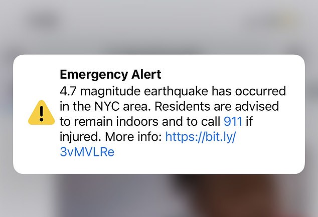 The emergency warning came through on mobile phones about 30 minutes after the earthquake