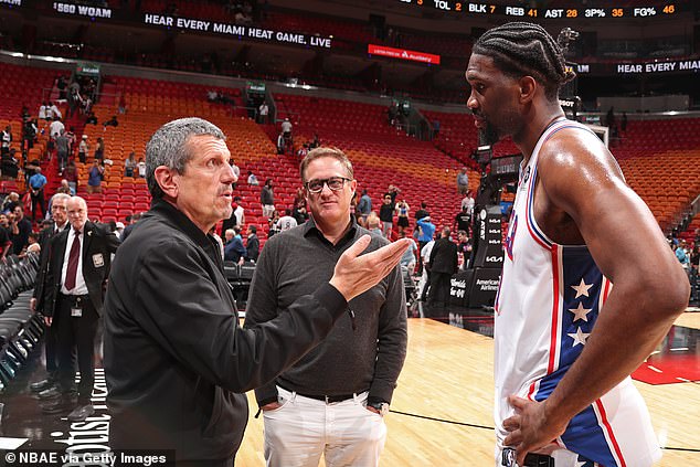 Steiner chatted with Embiid about the NBA player's love for Formula 1 after the game ended